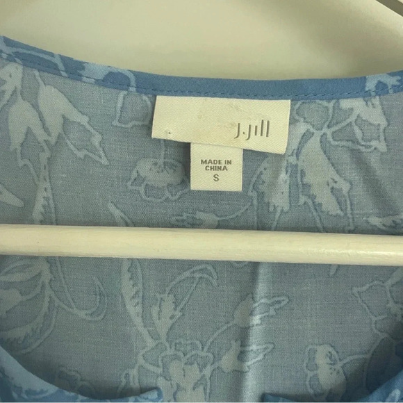 J.Jill Blue Tank Tunic Blouse Size Small Boho Blue Floral Sleeveless - Picture 5 of 7